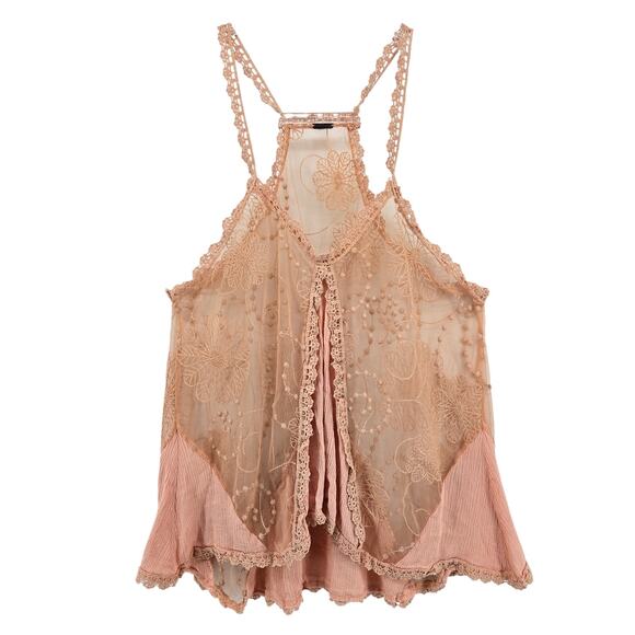 Proof Lace Flowy Tank Top Size SM Boho Fairy Y2K Dainty Sheer Romantic Cottage - Picture 1 of 8